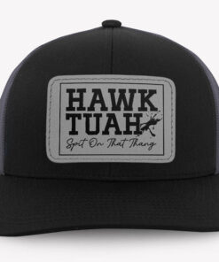 Hawk Tuah Spit On That Thang Trending Hat, Personalized Trucker Leather Patch Hat, Election 2024