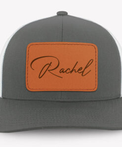 Custom Name Signature, Personalized Trucker Leather Patch Hat, Gift For Dad