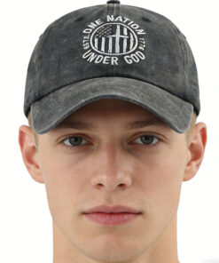 Alternative view of 2Pcs One Nation under God Baseball Cap for Women Men, Adjustable Embroidered Wash Cotton Baseball Cap