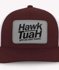 Alternative view of Hawk Tuah Spit On That Thang, Personalized Trucker Leather Patch Hat, Election 2024