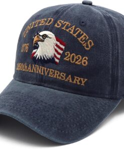 Alternative view of 250 Anniversary USA Hat, Eagle Patriotic Embroidery Baseball Cap