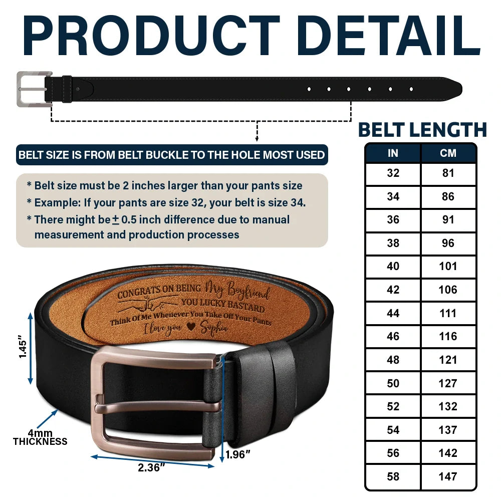 Congrats On Being My Brother - Personalized Engraved Leather Belt - Image 5