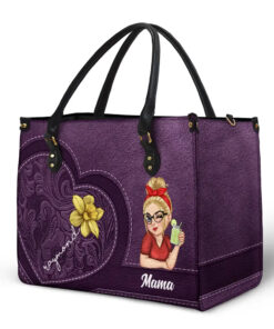 Alternative view of Grandma Birth Month Flowers Kids - Personalized Leather Bag