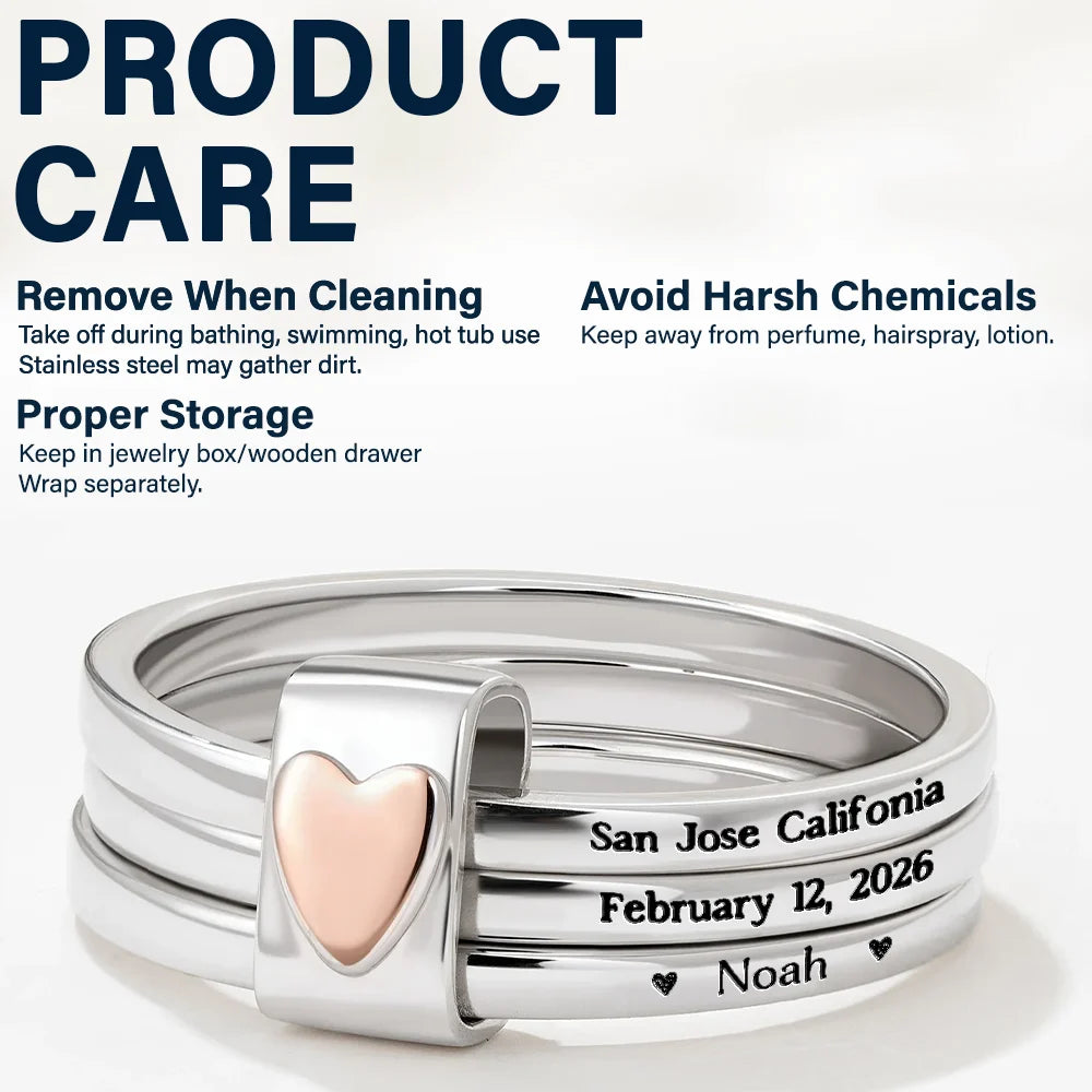Baby Newborn Information - Personalized Heart Stacking Rings - Image 4