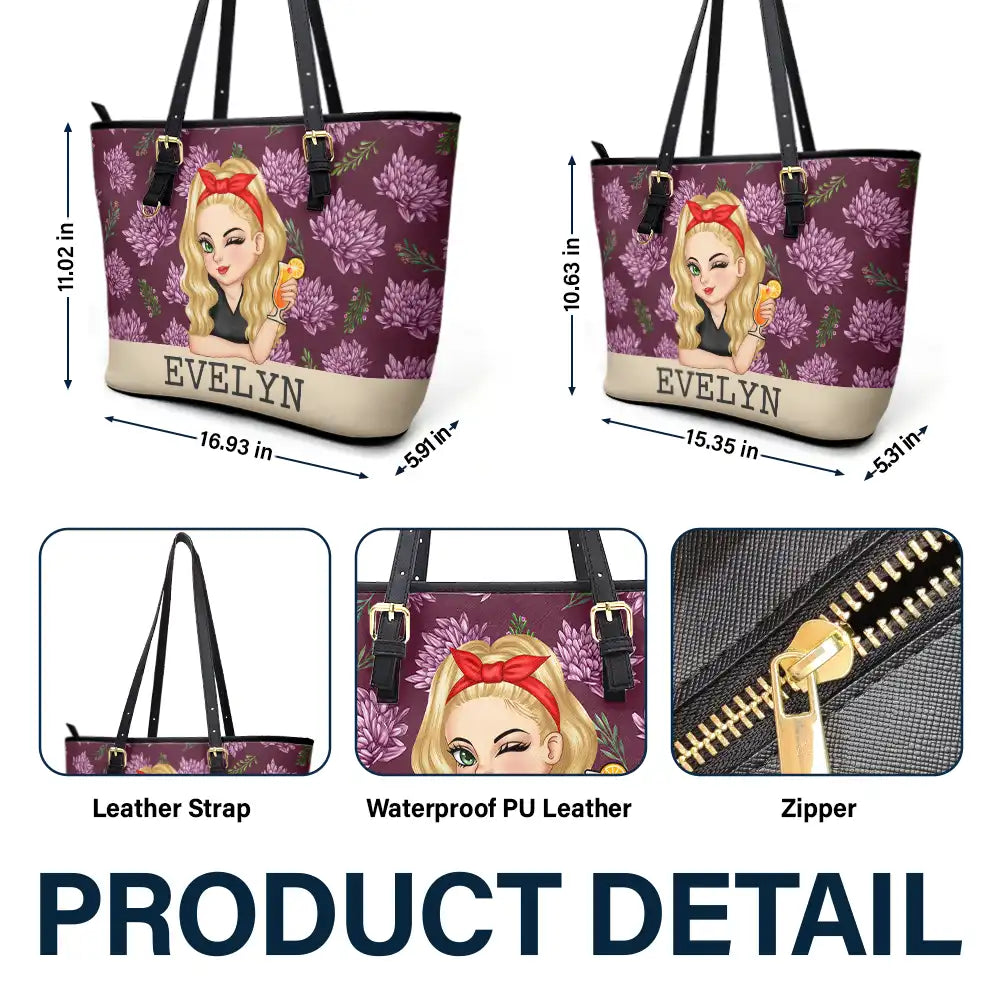 Birth Month Flowers Bloom Where You're Planted Women - Personalized Leather Tote Bag - Image 6