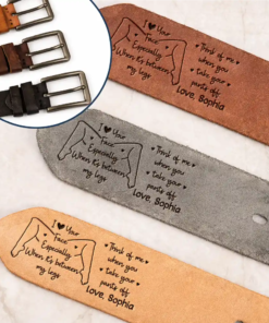 Alternative view of Couple I Love Your Face Especially When - Personalized Cowhide Leather Belt