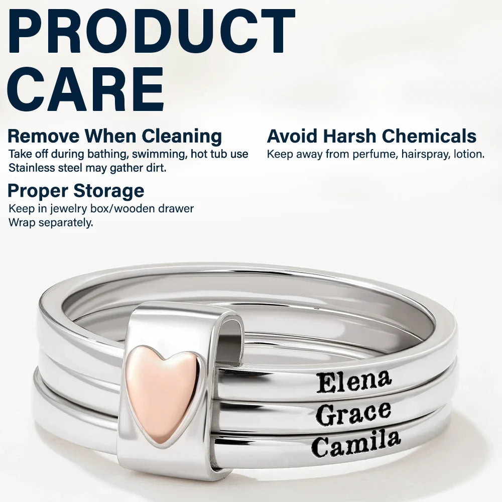 Custom Name Jelwery For Women Girlfriend Wife Mom And Besties - Personalized Heart Stacking Rings - Image 4