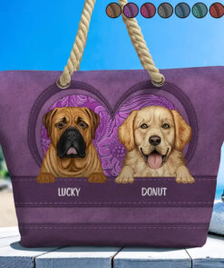 Cute Dogs Aesthetic Pattern - Personalized Beach Bag
