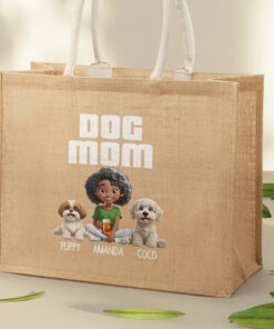 Alternative view of Dog Mom A Girl And Her Dog - Personalized Jute Beach Bag
