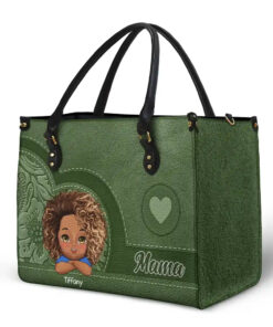 Alternative view of Grandma Mom Aesthetic Pattern - Personalized Leather Bag