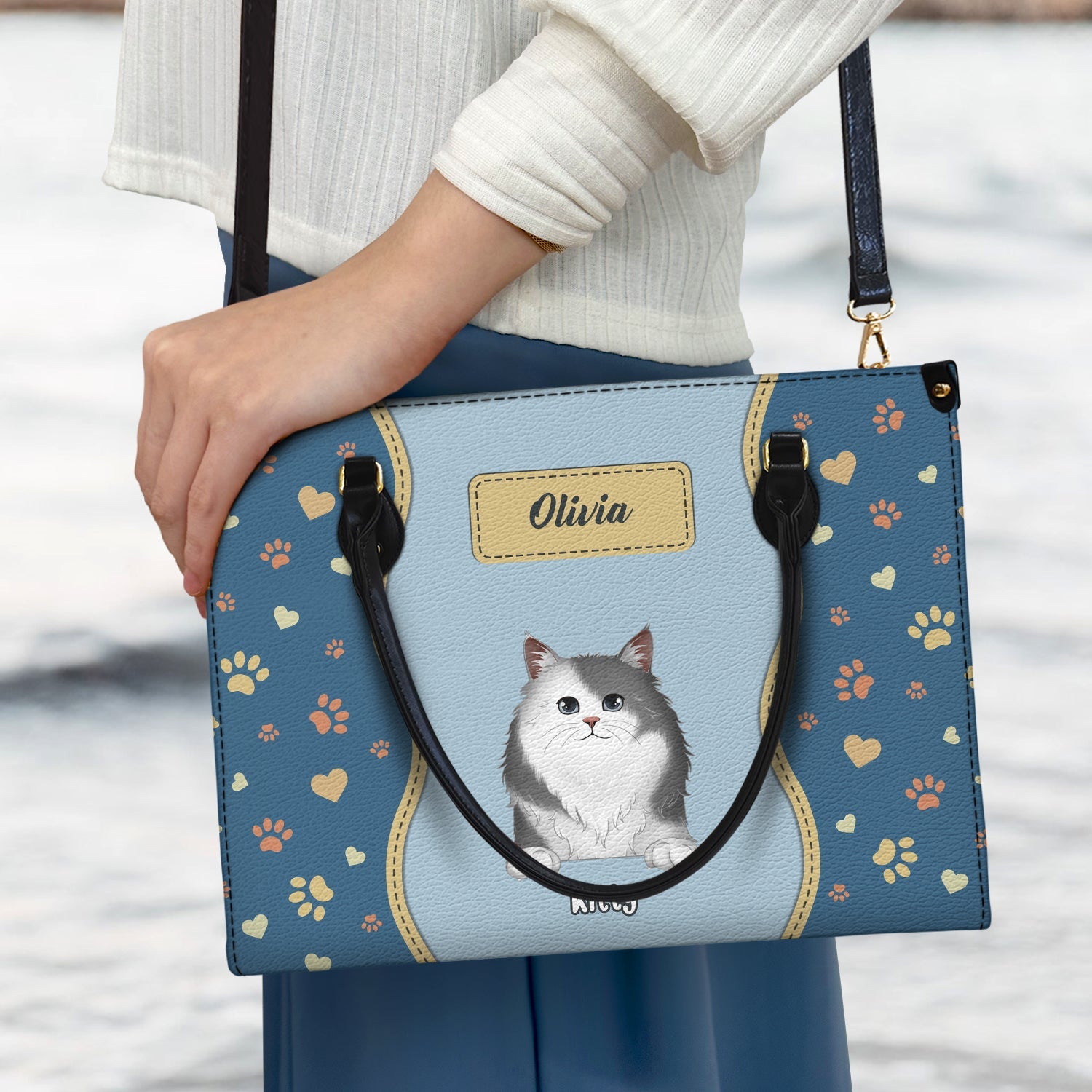 Fur Mom With Love - Gift For Pet Lovers, Pet Mom - Personalized Leather Bag - Image 3