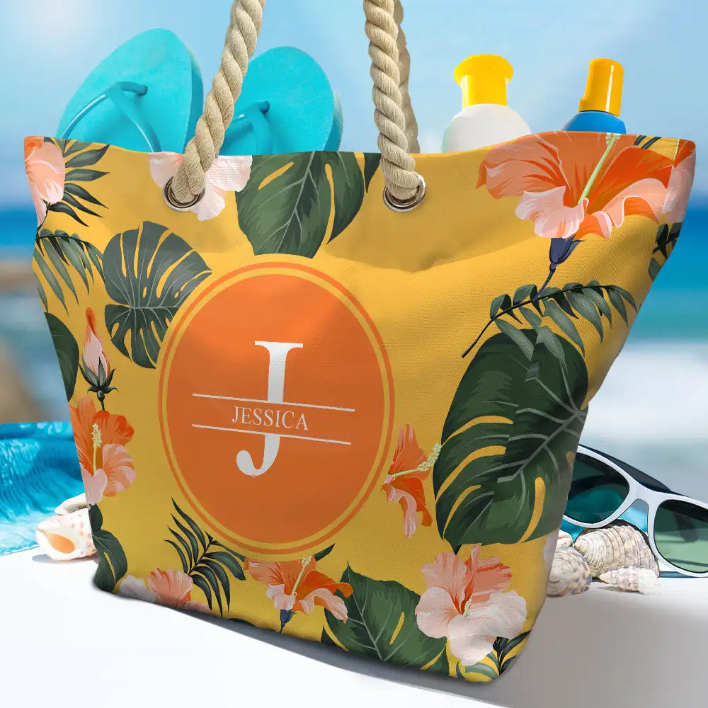 Letter Monogram Tropical Style - Personalized Beach Bag - Image 4