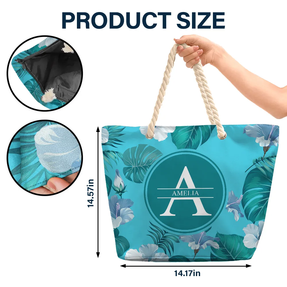 Letter Monogram Tropical Style - Personalized Beach Bag - Image 5
