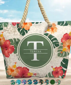 Letter Monogram Tropical Style - Personalized Beach Bag