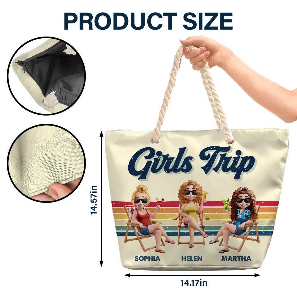 Girls Trip Besties Beach Vacation - Personalized Beach Bag - Image 5