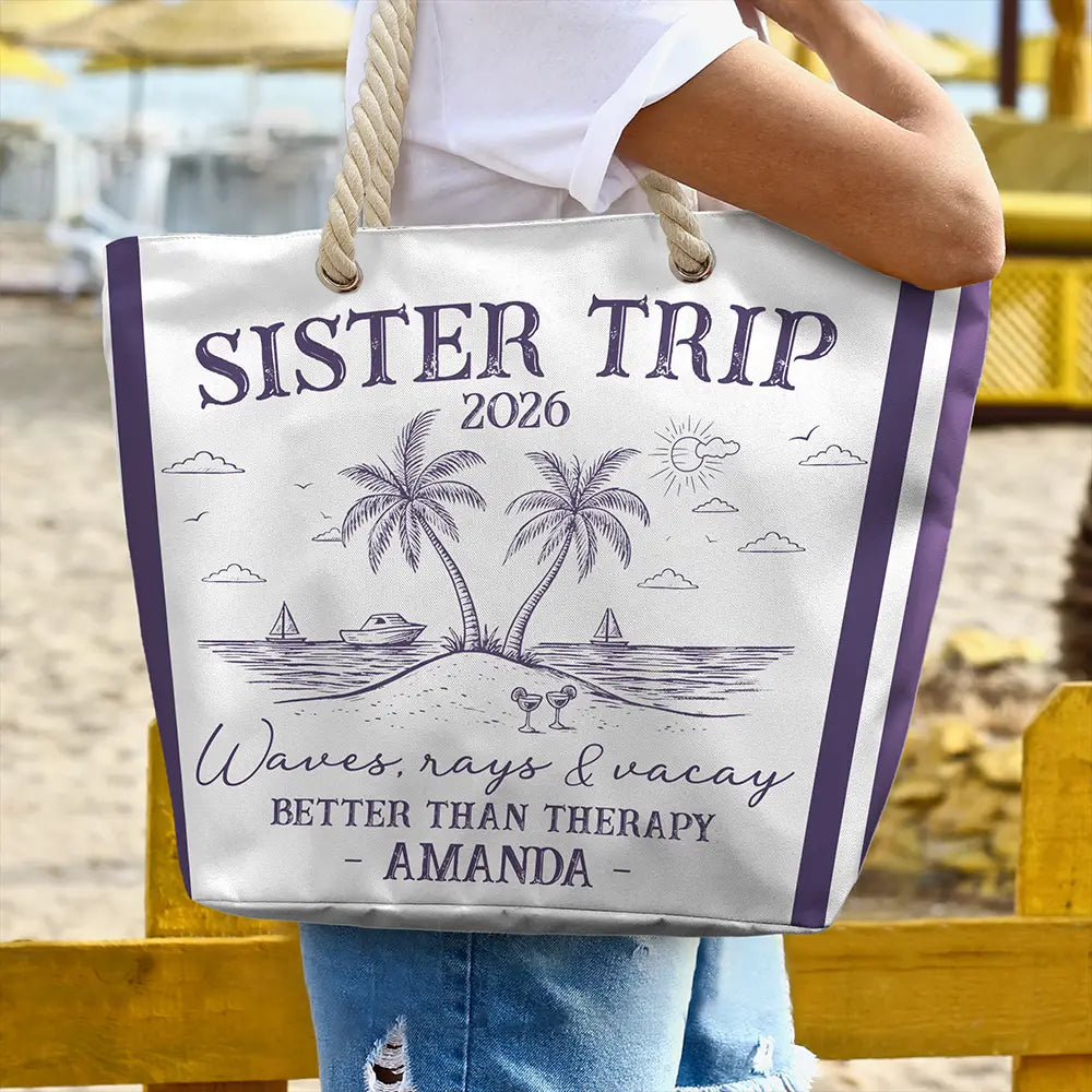 Girls Trip Friends Beach Drink - Personalized Beach Bag - Image 3