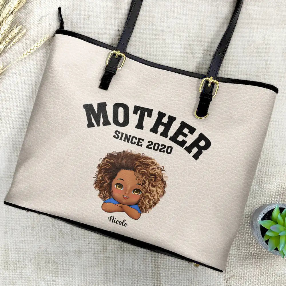 Grandma Mommy Since - Personalized Leather Tote Bag - Image 4