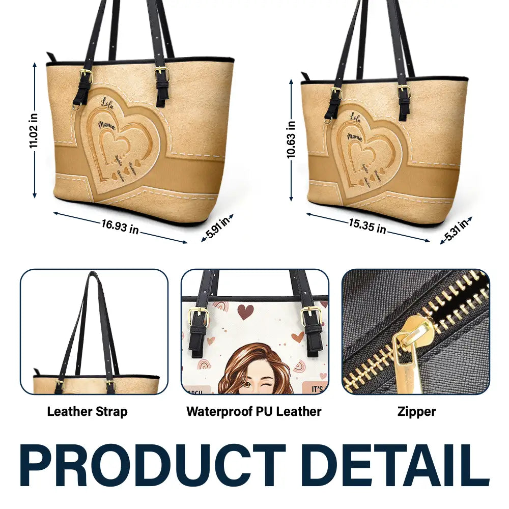 Grandma Mommy's Little Sweethearts - Personalized Leather Tote Bag - Image 5