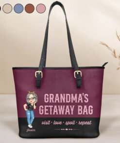 Grandma's Getaway Bag - Personalized Leather Tote Bag