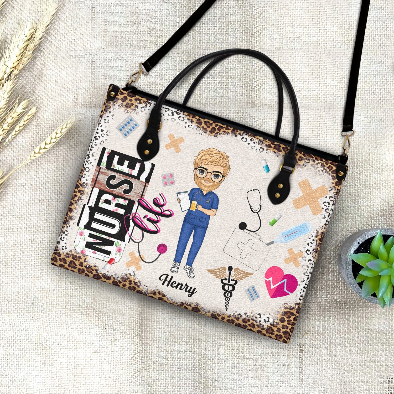 Nurse Life - Gift For Nurse - Personalized Leather Bag - Image 4