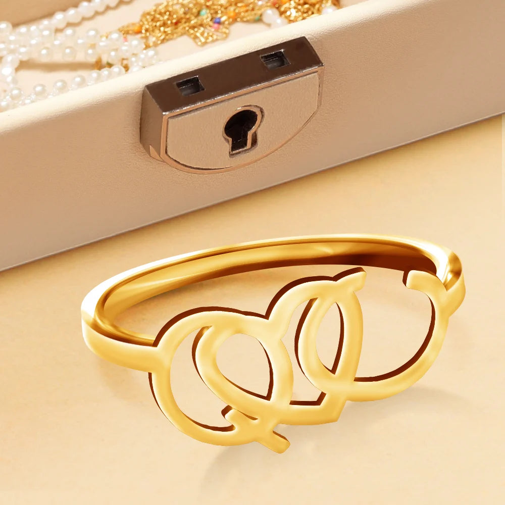 Heart Binding Name Initials - Personalized Custom Shaped Ring - Image 2