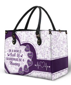 Alternative view of In The World Full Of Grandmas Toile De Jouy Heart Icon - Personalized Leather Bag