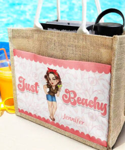 Alternative view of Just Beachy - Personalized Jute Tote Bag