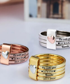 Alternative view of Memorial I'm With You Always - Personalized Heart Stacking Rings