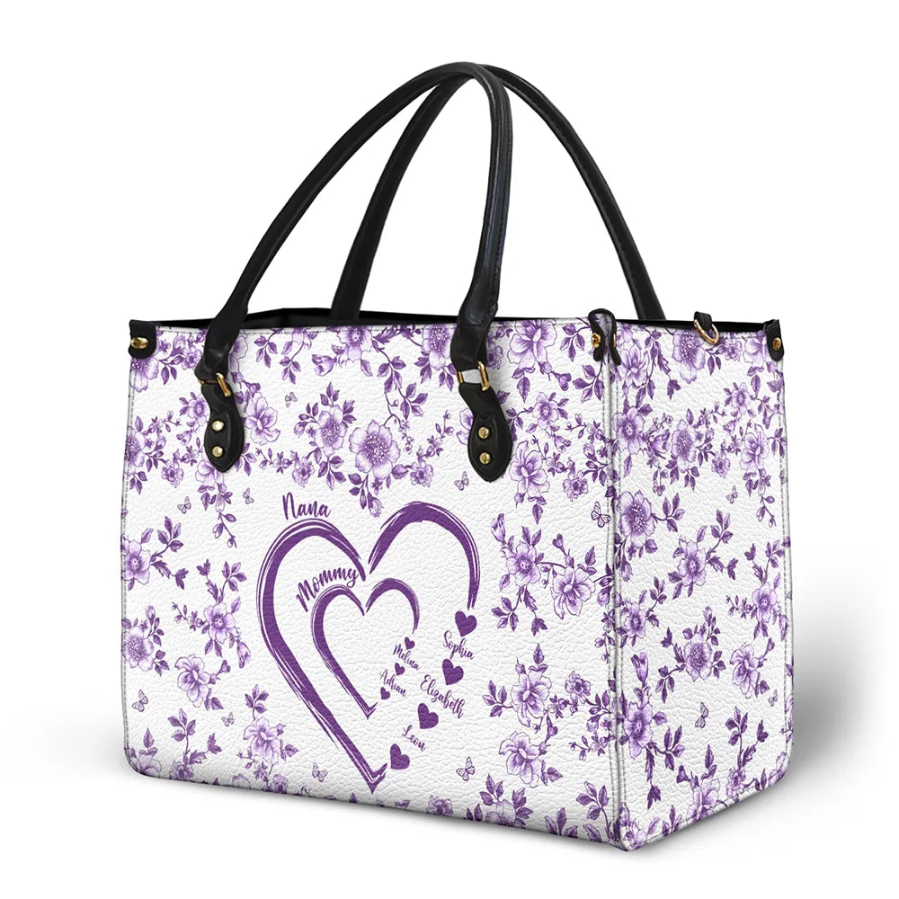 Mom Grandma Sweethearts Toile - Personalized Leather Bag - Image 2