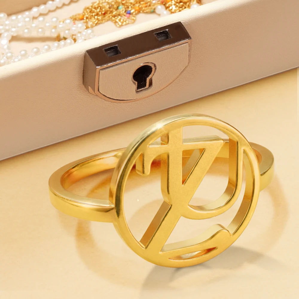 Monogram Monogram Interwined Initials Couple Women - Personalized Custom Shaped Ring - Image 2