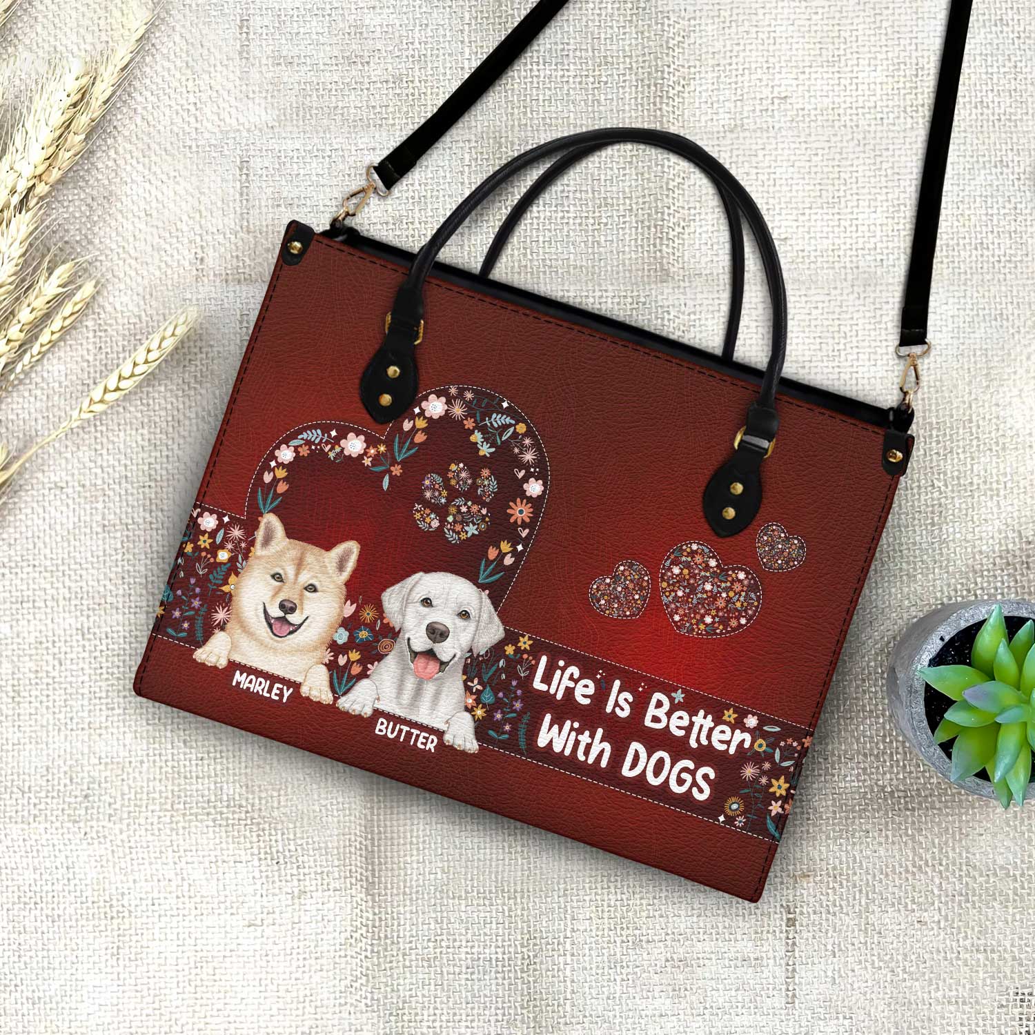 Life Is Better With Dogs - Birthday, Loving Gift For Dog Mom, Dog Lovers - Personalized Leather Bag - Image 4