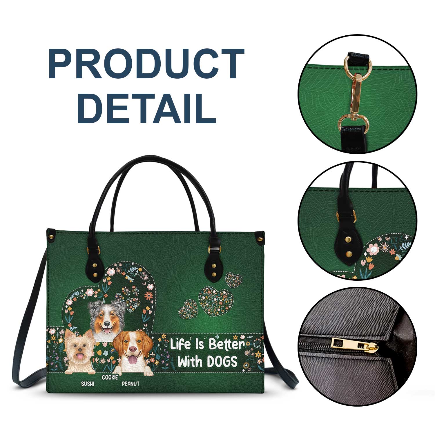Life Is Better With Dogs - Birthday, Loving Gift For Dog Mom, Dog Lovers - Personalized Leather Bag - Image 6