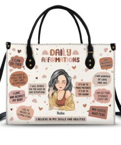 Daily Affirmations - Gift For Yourself, Girls, Women - Personalized Leather Bag