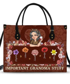 Important Nana Mom Stuff - Personalized Leather Bag