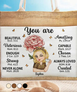 Birth Month Flowers You Are Beautiful Amazing - Personalized Jute Tote Bag