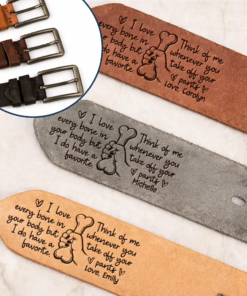 Alternative view of Naughty Hand I Love Every Bone In Your Body Spicy Couple - Personalized Cowhide Leather Belt