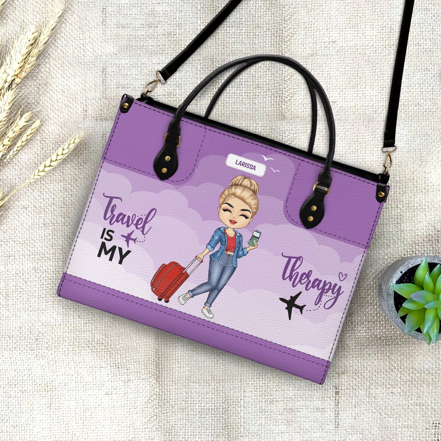 Just A Girl Who Loves Traveling - Gift For Her, Family, Vacation Lovers - Personalized Leather Bag - Image 4