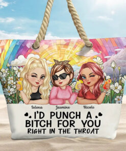 Alternative view of Right In The Throat Besties - Personalized Beach Bag