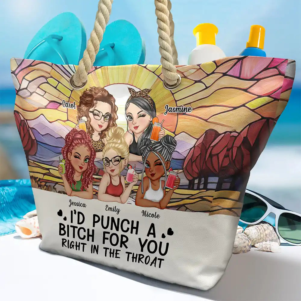 Right In The Throat Besties - Personalized Beach Bag - Image 4