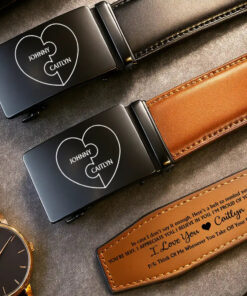 Alternative view of A Belt To Remind You I'm Proud Of You - Gift For Husband, Boyfriend, Anniversary - Personalized Leather Belt With Engraved Buckle