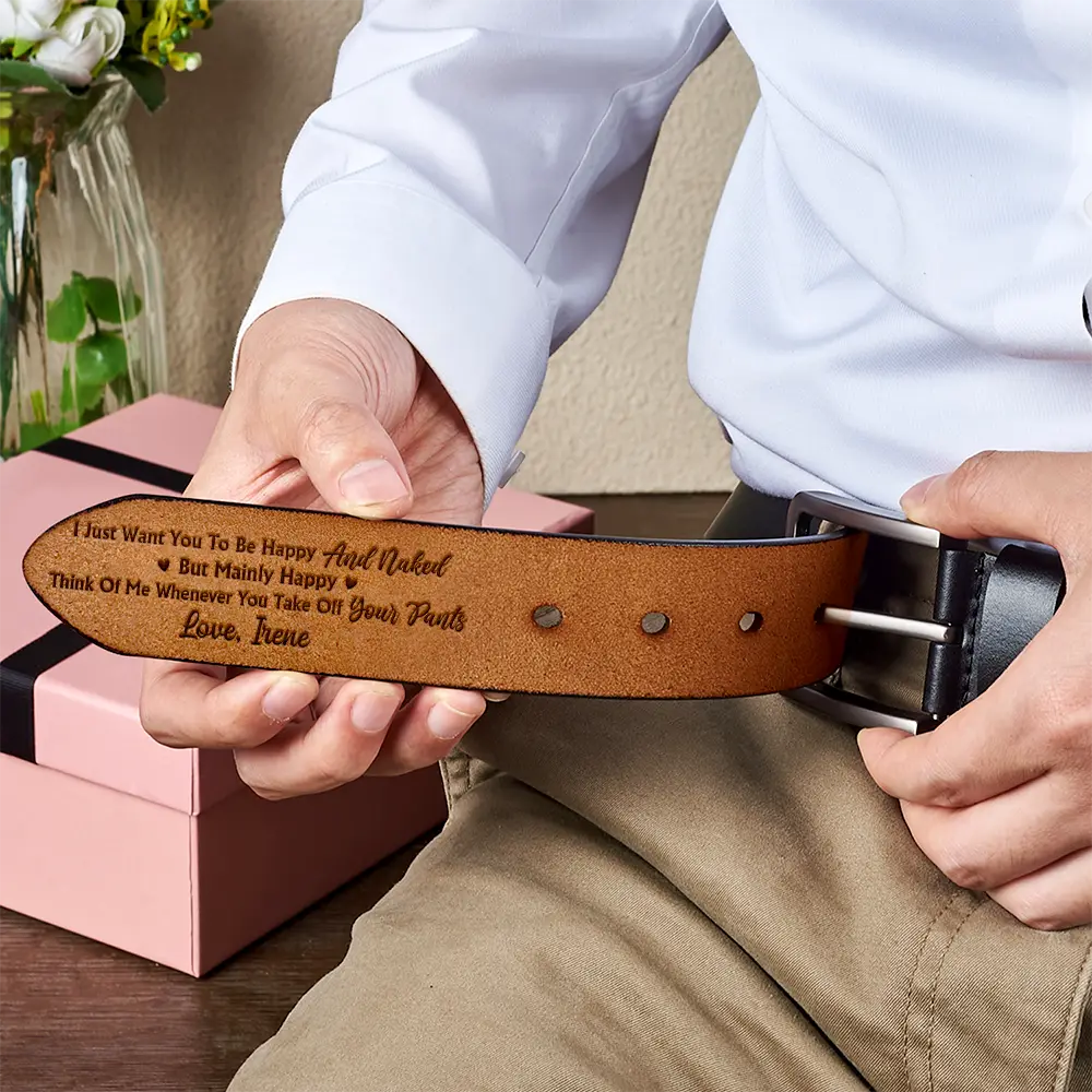 Couple I Want You To Be Happy - Personalized Engraved Leather Belt - Image 6