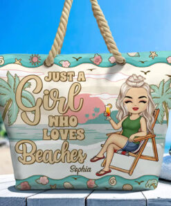 Just A Girl Who Loves Beaches - Personalized Beach Bag