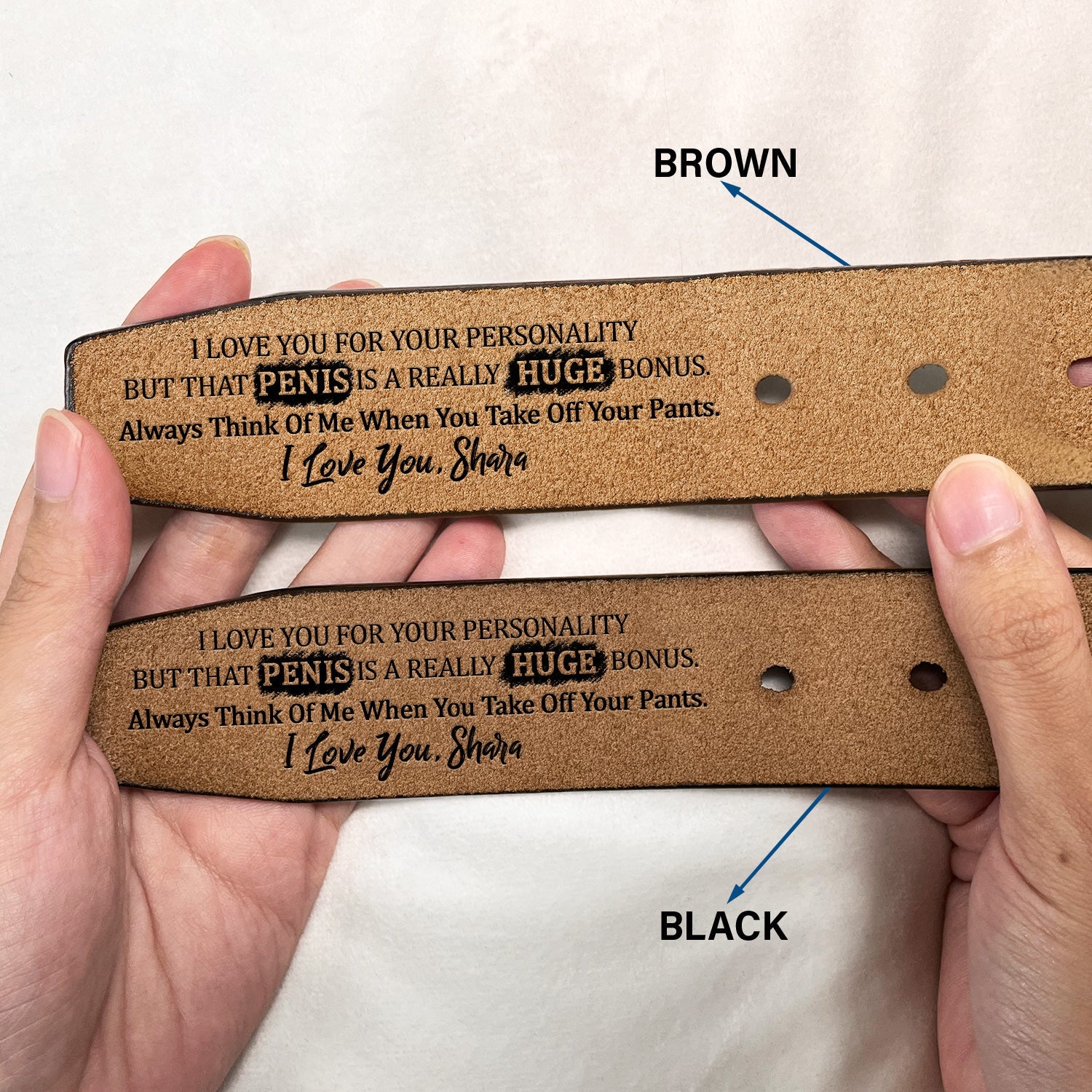 I Love You For Your Personality But That's A Huge Bonus - Funny Gift For Husband, Boyfriend, Spouse, Fiance, Dad Gift - Personalized Engraved Leather Belt - Image 2