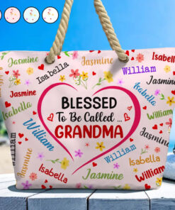 Bless To Be Called Grandma Nana Mom - Personalized Beach Bag