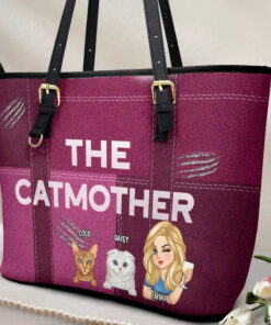 Alternative view of The Catmother - Personalized Leather Tote Bag