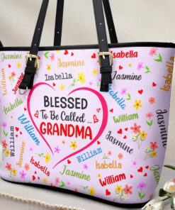 Alternative view of This Grandma Belongs To Blessed To Be Called Grandma - Personalized Leather Tote Bag