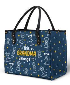 Alternative view of This Grandma Mom Belongs To Kids Pet - Personalized Leather Bag