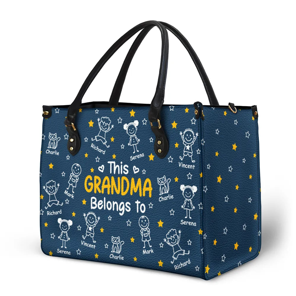 This Grandma Mom Belongs To Kids Pet - Personalized Leather Bag - Image 2