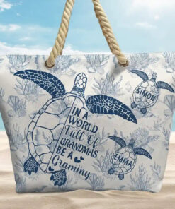 Alternative view of Toile De Jouy World Full Of Grandmas - Personalized Beach Bag