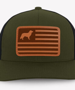 American Flag Hat, Personalized Trucker Leather Patch Hat, Hunting Hat, Gift For Dad
